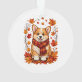 Herfst Corgi Hond Knus Ornament (achterkant)