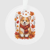 Herfst Corgi Hond Knus Ornament (voorkant)