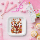 Herfst Corgi Hond Knus Papieren Bordje (Feest)