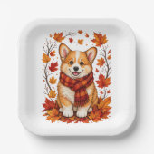 Herfst Corgi Hond Knus Papieren Bordje (Voorkant)
