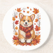 Herfst Corgi Hond Knus Zandsteen Onderzetter (Voorkant)