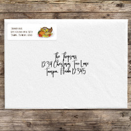 Herfst Cornucopia Elegant Waterverf Land Etiket