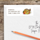 Herfst Cornucopia Elegant Waterverf Land Etiket