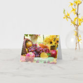 Herfst cornucopia met aangepaste tekst kaart (Gele Bloem)