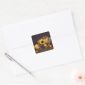 Herfst cornucopia met druiven, peren en kalebassen vierkante sticker (Envelop)