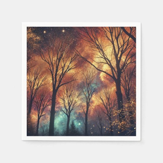 Herfst Cosmic Twilight Forest Découpage Napkins Servet (Voorkant)