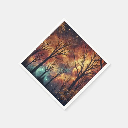 Herfst Cosmic Twilight Forest Découpage Napkins Servet (Hoek)
