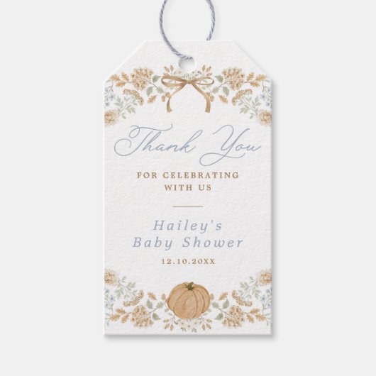Herfst Cottage Baby Shower Cadeaulabel (Voorkant)