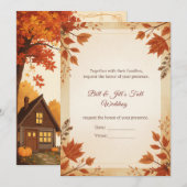 Herfst Cottage Bruiloft Kaart (Voorkant / Achterkant)
