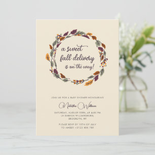 Herfst Cottage core Boho Leaves Baby shower Kaart
