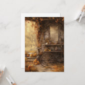 Herfst Cottage in de Bos Hallo Kaart (Voorkant / Achterkant in situ)