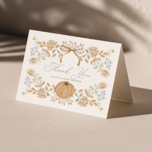 Herfst Cottage Pompoen Baby Shower Bedankkaart