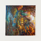 Herfst Cottage tapijt Wandkleed (Voorkant (horizontaal))