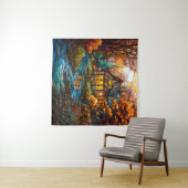 Herfst Cottage tapijt Wandkleed (In Situ (horizontaal))