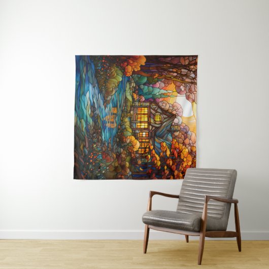 Herfst Cottage tapijt Wandkleed (In Situ (horizontaal))