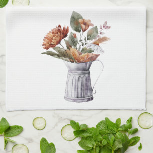 Herfst Cottage Taupe Mum Koper Bloem Theedoek