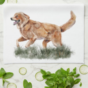 Herfst Cottage Thanksgiving Gras Rennende Hond Theedoek