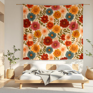 Herfst Cottagecore Bloemen Fleece Deken