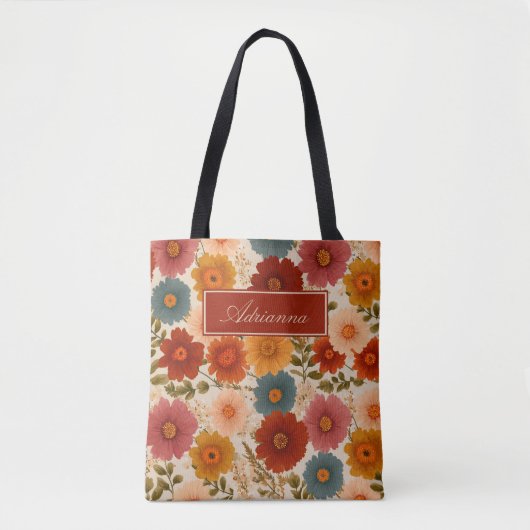 Herfst Cottagecore Bloemen Tote Bag (Voorkant)