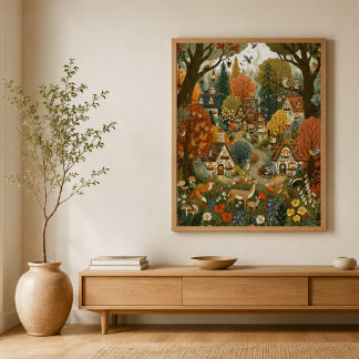 Herfst Cottagecore Mooie Dieren Kinderkamer Decora Poster