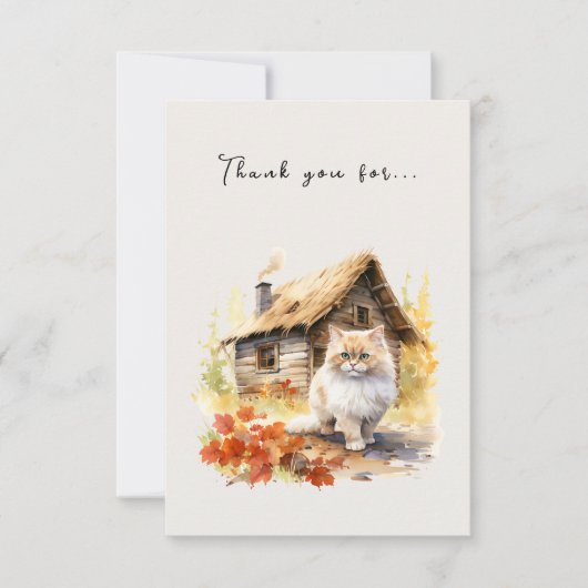 Herfst Country Cottage Cat Bedankkaart (Voorkant)