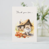 Herfst Country Cottage Cat Bedankkaart (Staand voorkant)