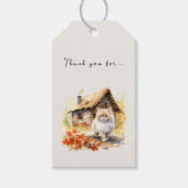 Herfst Country Cottage Cat Cadeaulabel (Voorkant)