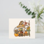 Herfst Country Pumpkin Harvest Gnome Briefkaart (Staand voorkant)