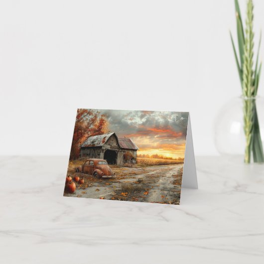  Herfst Country Road en Barn Blank Notitiekaartje (Voorkant)