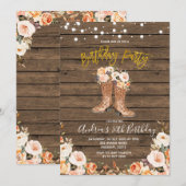 Herfst Country Western Boots Birthday party Kaart (Voorkant / Achterkant)