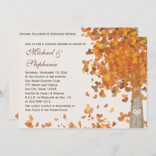 Herfst Couples Shower Fotouitnodiging Kaart (Voorkant / Achterkant)
