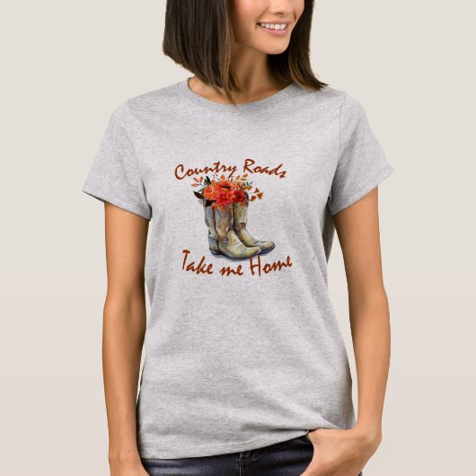 Herfst Cowboy Boots landwegen brengen me thuis T-shirt (Voorkant)