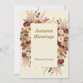 Herfst Cozy Bloemstuk Thanksgiving Personaliseer Feestdagenkaart (Voorkant)