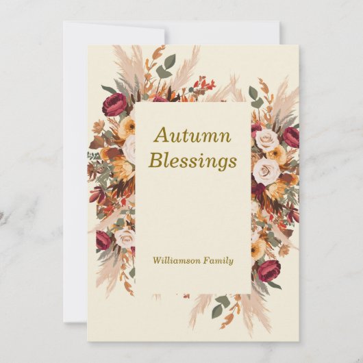 Herfst Cozy Bloemstuk Thanksgiving Personaliseer Feestdagenkaart (Voorkant)