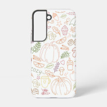 Herfst Cozy Doodle Patroon – Herfst Pompoenen, Bla