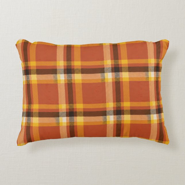 Herfst Cozy Plaid | Herfst Warmte & Comfort Beddin Accent Kussen (Voorkant)