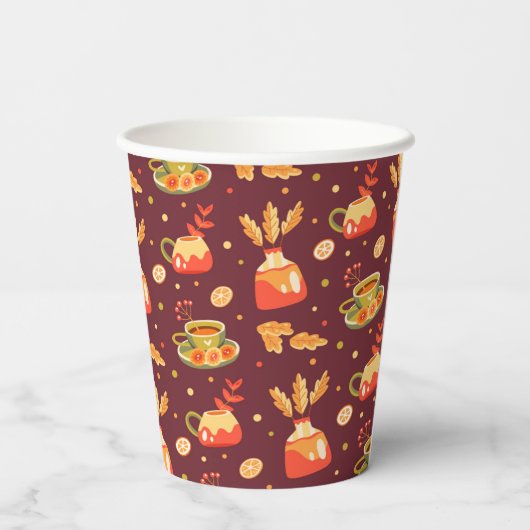 herfst Cozy Pumpkin-pice Paper Cups Papieren Bekers (Achterkant)