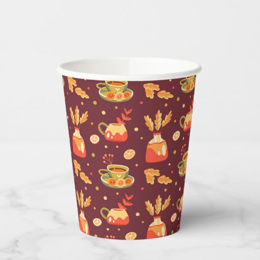 herfst Cozy Pumpkin-pice Paper Cups Papieren Bekers (Links)