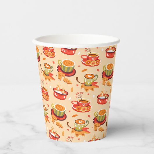 herfst Cozy Pumpkin-pice Paper Cups Papieren Bekers (Voorkant)