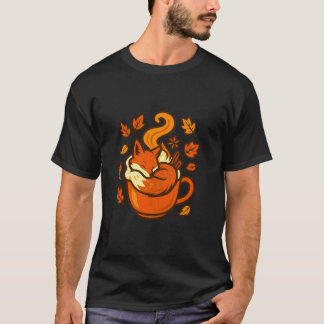 Herfst Cozy Vos Koffiemok Illustratie voor Vrouwen T-shirt