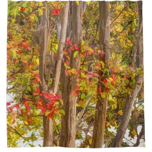 Herfst Crape Myrtle Trees Douchegordijn (Voorkant)