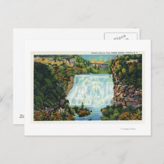 Herfst Creek Gorge Uitzicht, Ithaca Herfst Scene Briefkaart (Voorkant / Achterkant)
