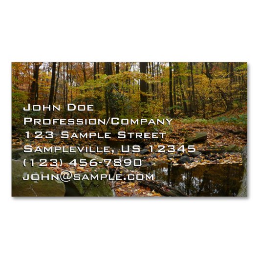 Herfst Creek met reflectie op Laurel Hill Park Magnetisch Visitekaartje (Voorkant)