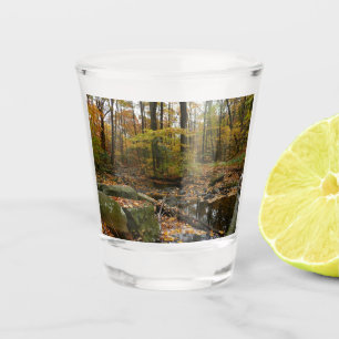 Herfst Creek met reflectie op Laurel Hill Park Shot Glas