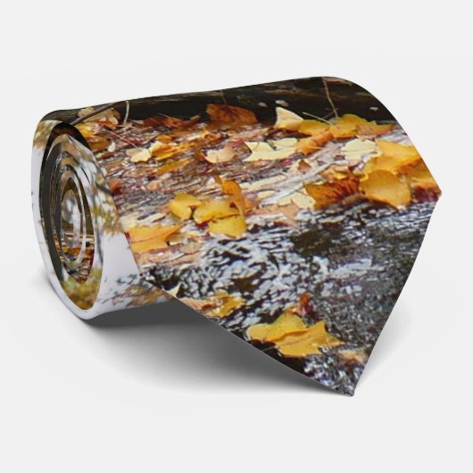 Herfst Creek met reflectie op Laurel Hill Park Stropdas (Opgerold)