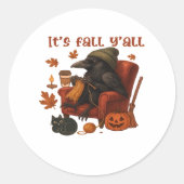 Herfst Crow - Het is Herfst Y'all Art Ronde Sticker (Voorkant)