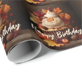 Herfst Cupcake met Kleurrijke Herfst bladeren Verj Cadeaupapier (Rol Hoek)