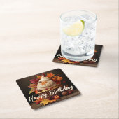 Herfst Cupcake met Kleurrijke Herfst bladeren Verj Kartonnen Onderzetters (Insitu)