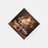 Herfst Cupcake met Kleurrijke Herfst bladeren Verj Servet (Hoek)