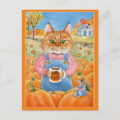 herfst Cute Cat Mouse pomkin Briefkaart (Voorkant)